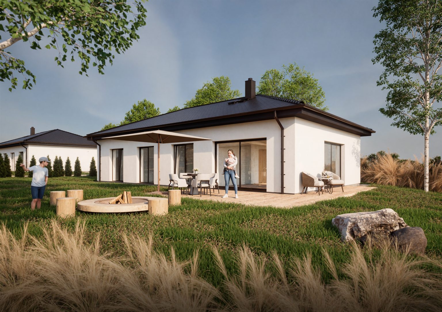 Vizualizace bungalovu ze zahrady